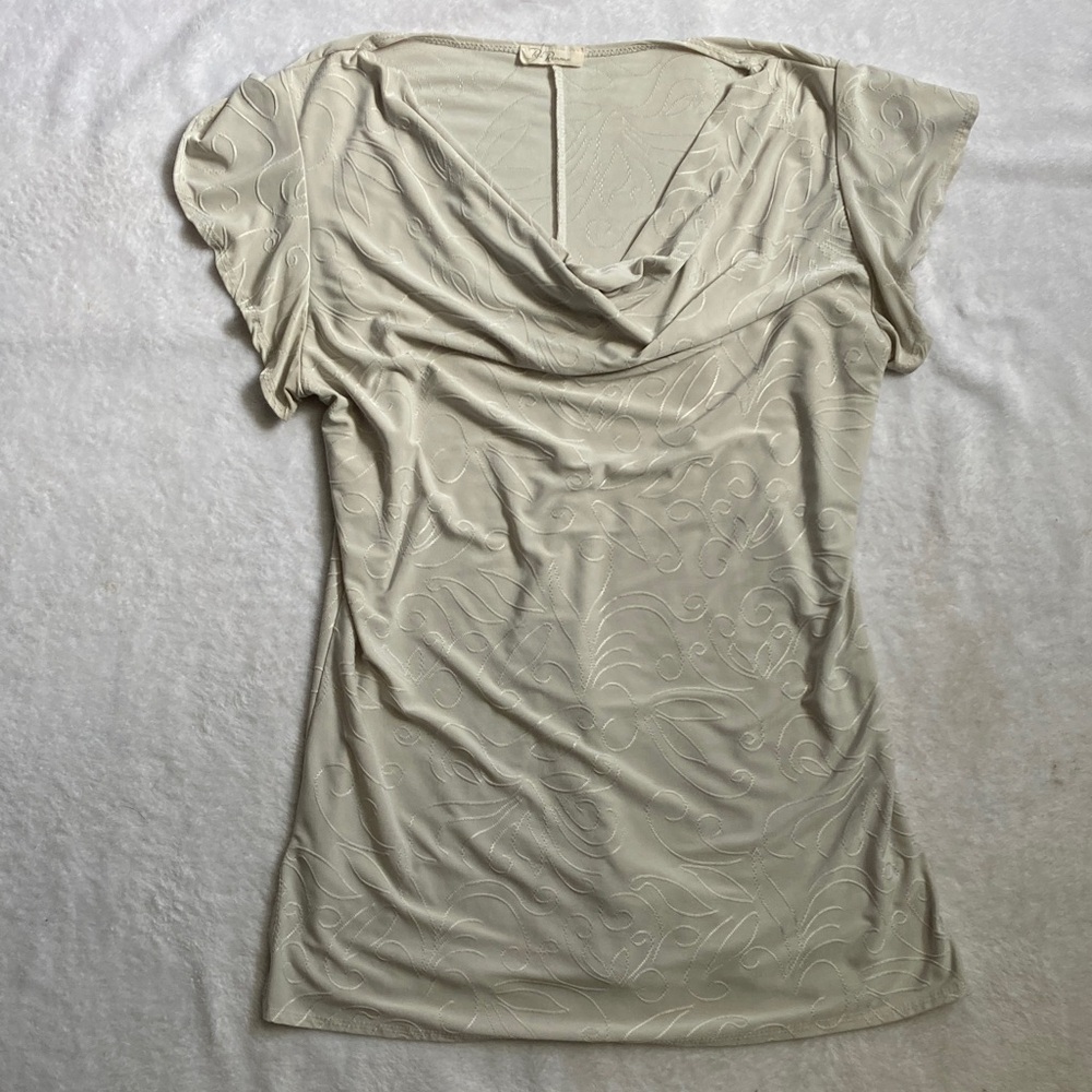 Chic Cream Drape Neck Blouse